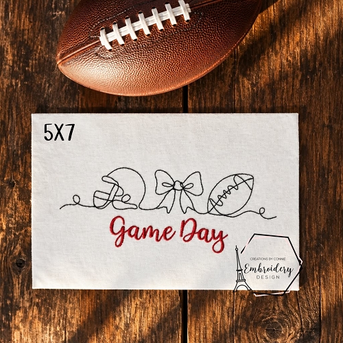 Game Day Line Art Embroidery Design - 5x7